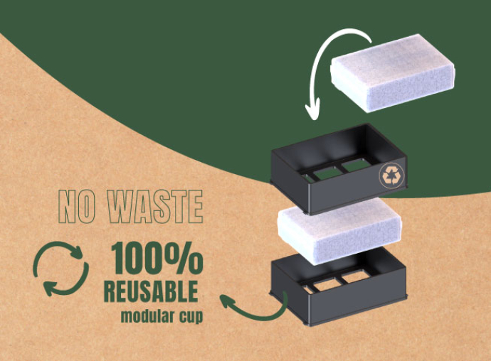 Copos modulares 100% reutilizáveis